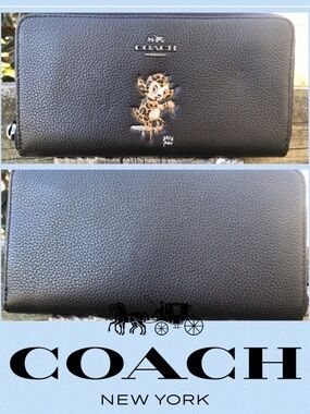 Coach Baseman Wild Beast Black Glove-tanned Wallet